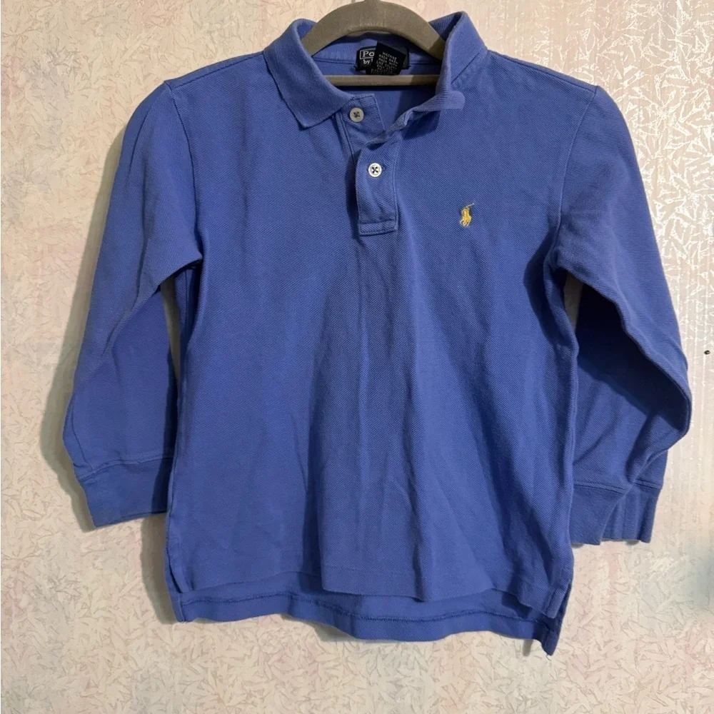 Vintage Ralph Lauren Boys' Long-Sleeve Polo Shirt, Royal Blue with Yellow Pony 6